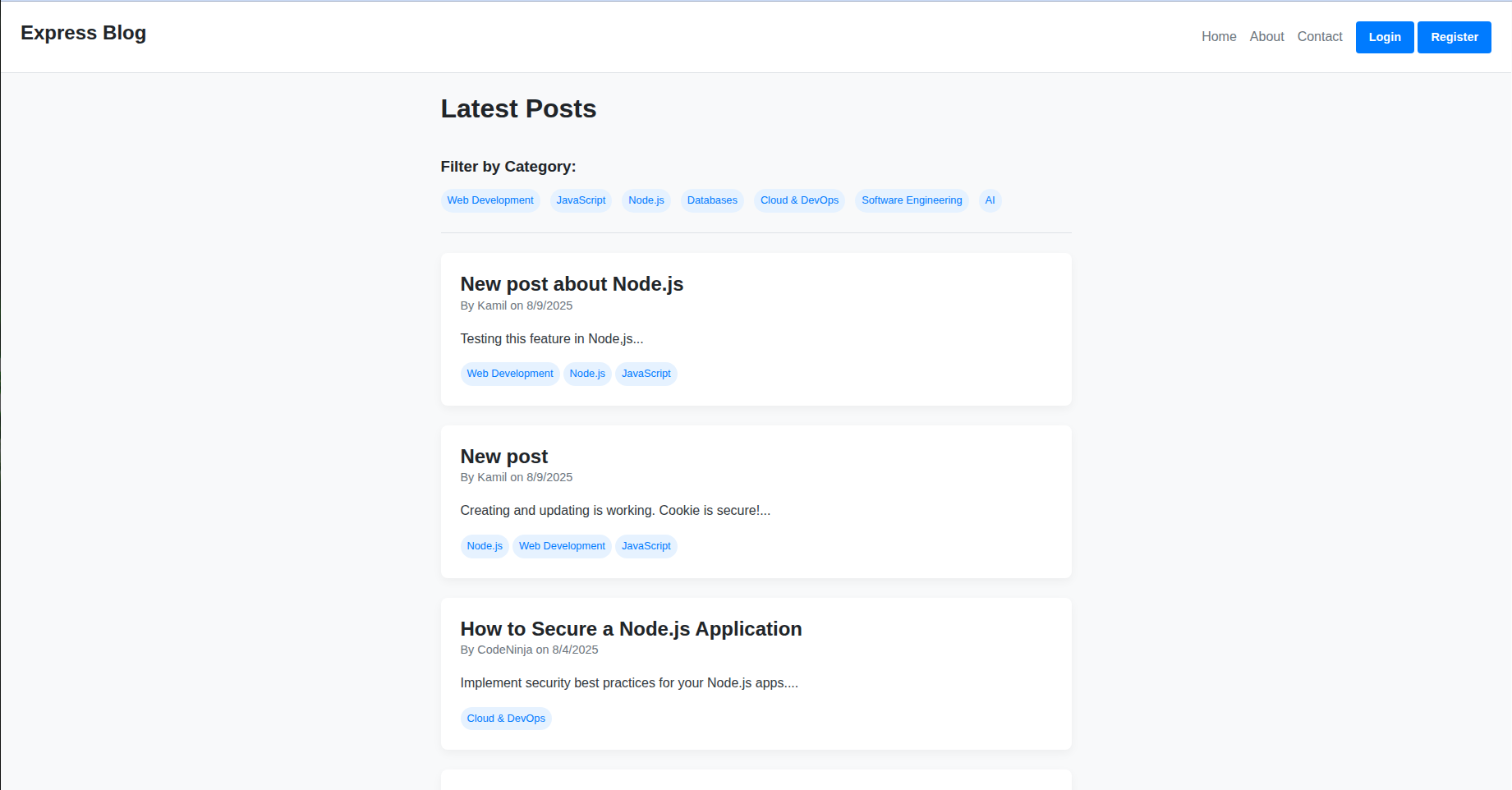 Node.js Express Blog